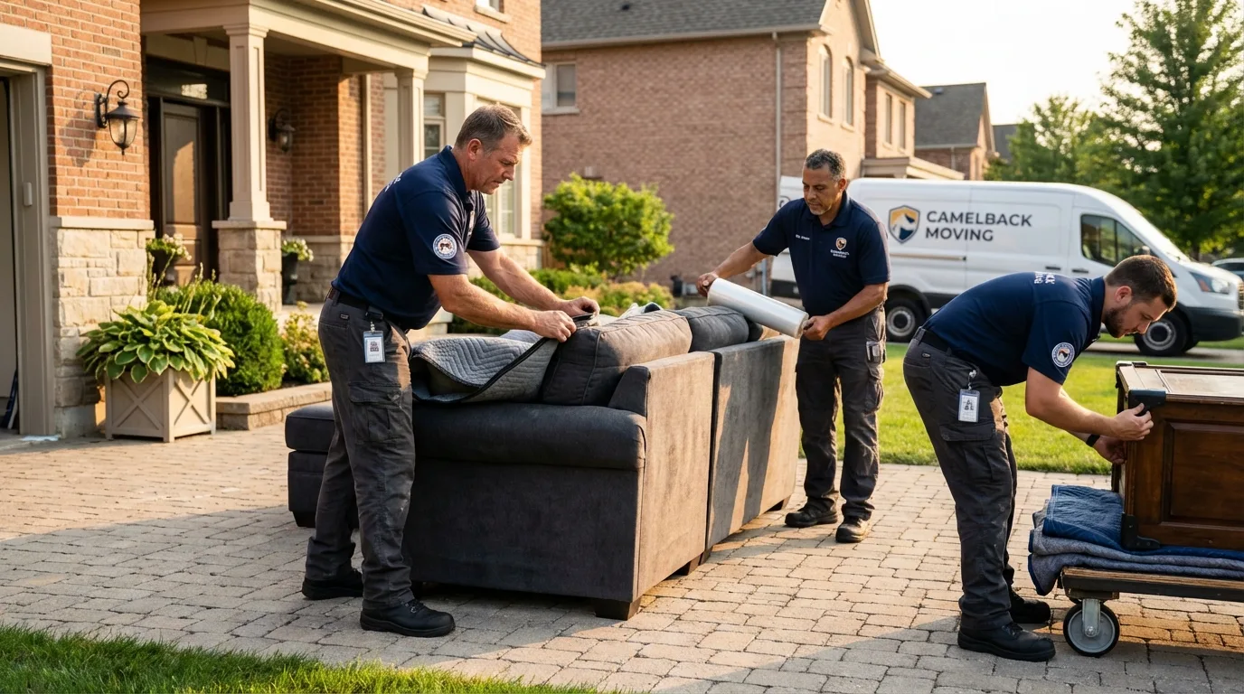 Large estate moving crew wrapping furniture in Salome, AZ